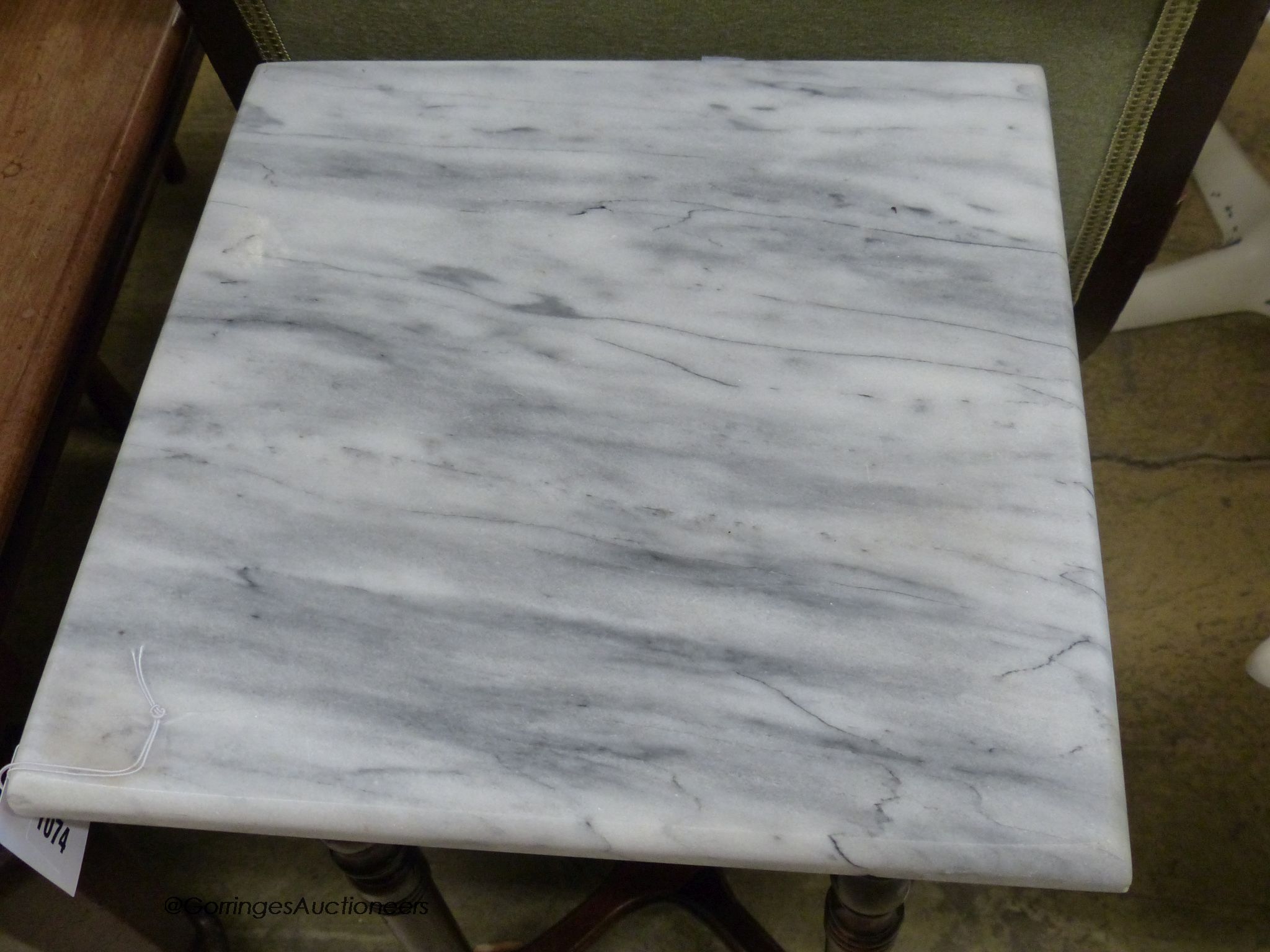 A marble top occasional table, width 36cm, depth 36cm, height 76cm